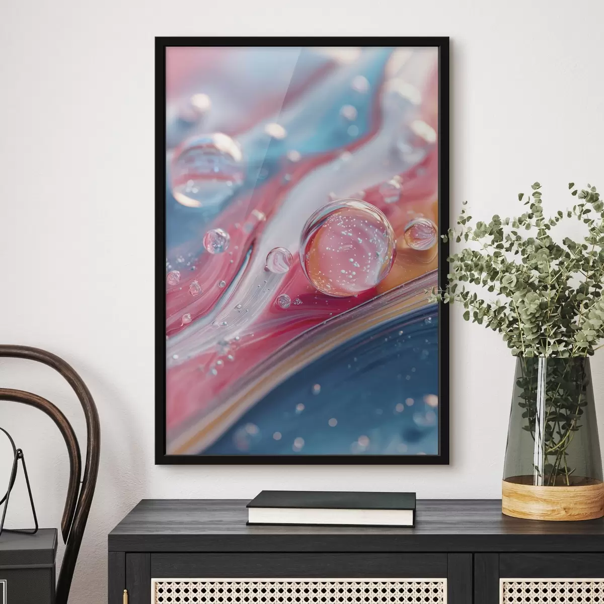 Poster bunte Wellen mit Blasen f45706