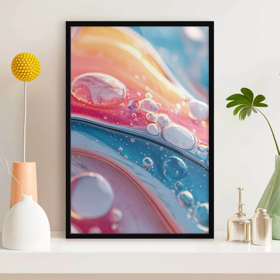 Fototapete bunte Wellen mit Blasen f45707