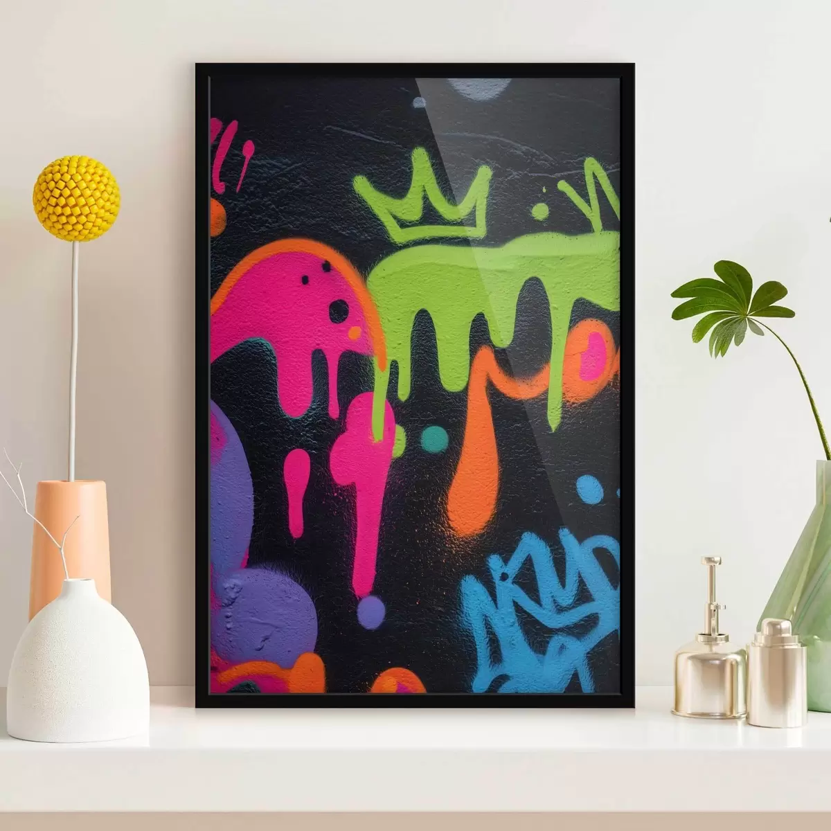 Poster leuchtende Straßenkunst auf dunklem Hintergrund f45716