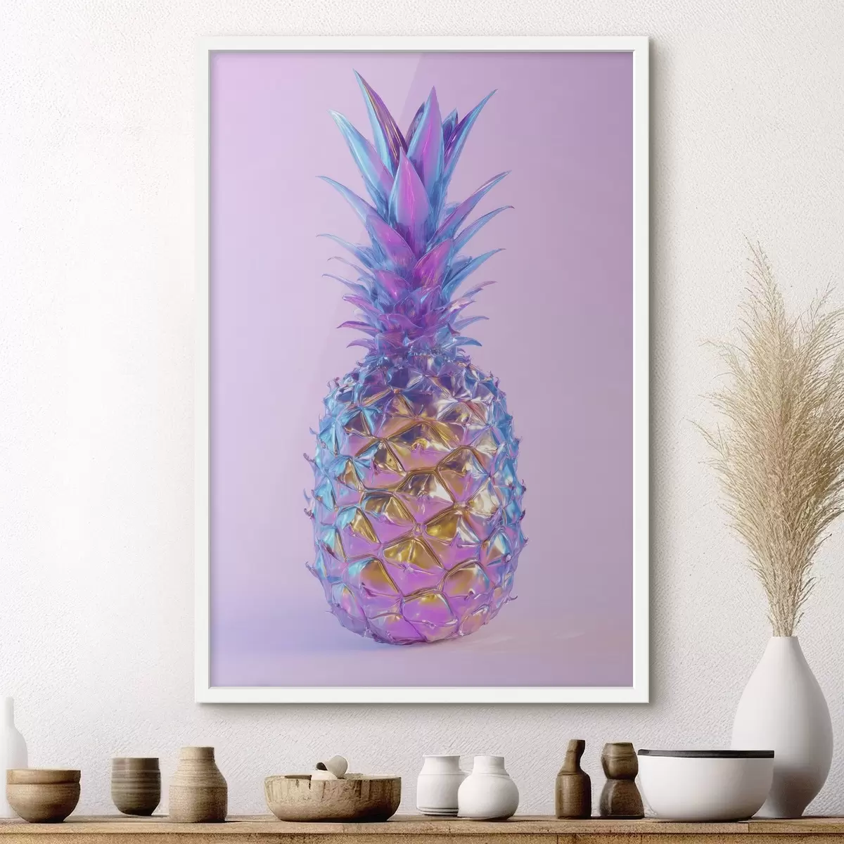 Poster leuchtend glänzende Ananas im Pop-Art-Stil f45727