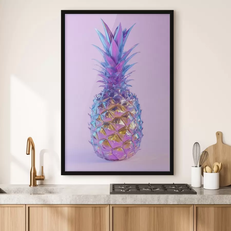Fototapete leuchtend glänzende Ananas im Pop-Art-Stil f45727