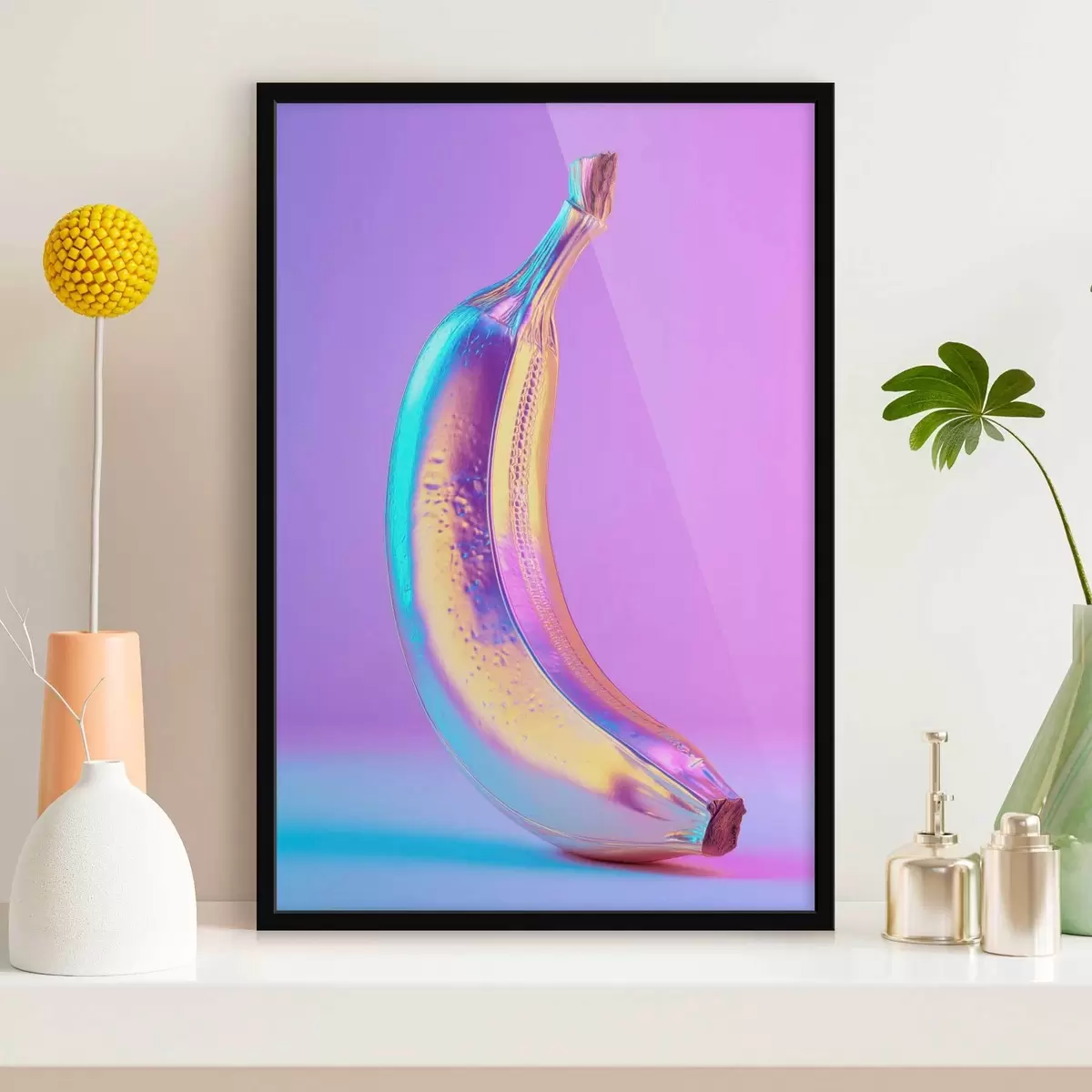 Poster leuchtend glänzende Banane im Pop-Art-Stil f45728