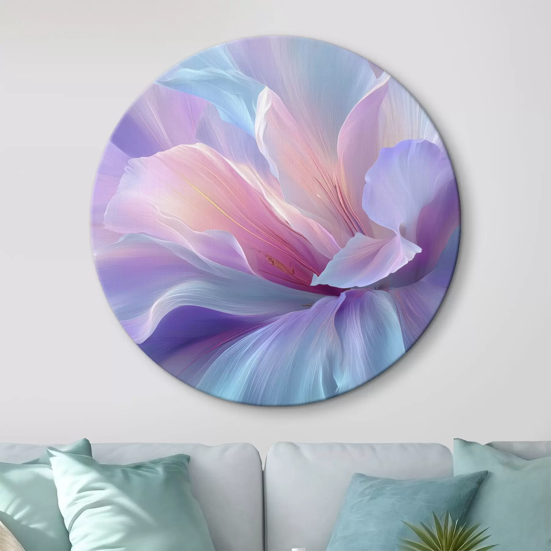 Wandbilder eine zarte Fantasieblume mit Blütenblättern in Violett-, Blau- und Rosatönen. r45710