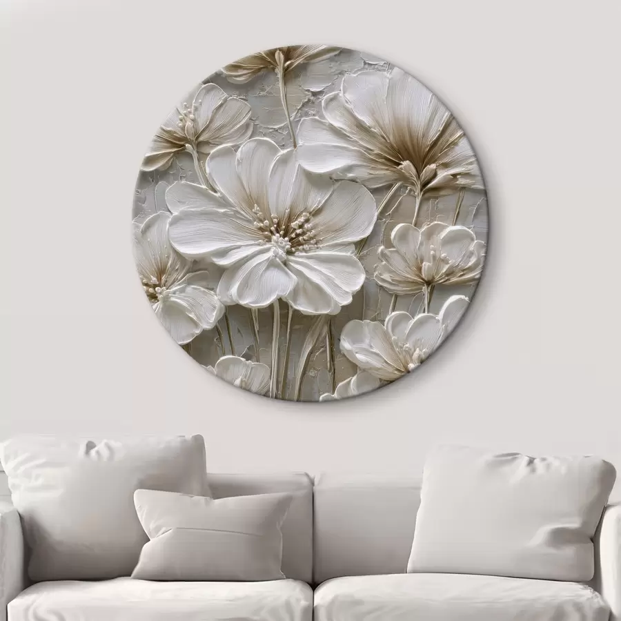 Wandbilder cremefarbene Blumen im Imitations-Impasto-Stil r45712