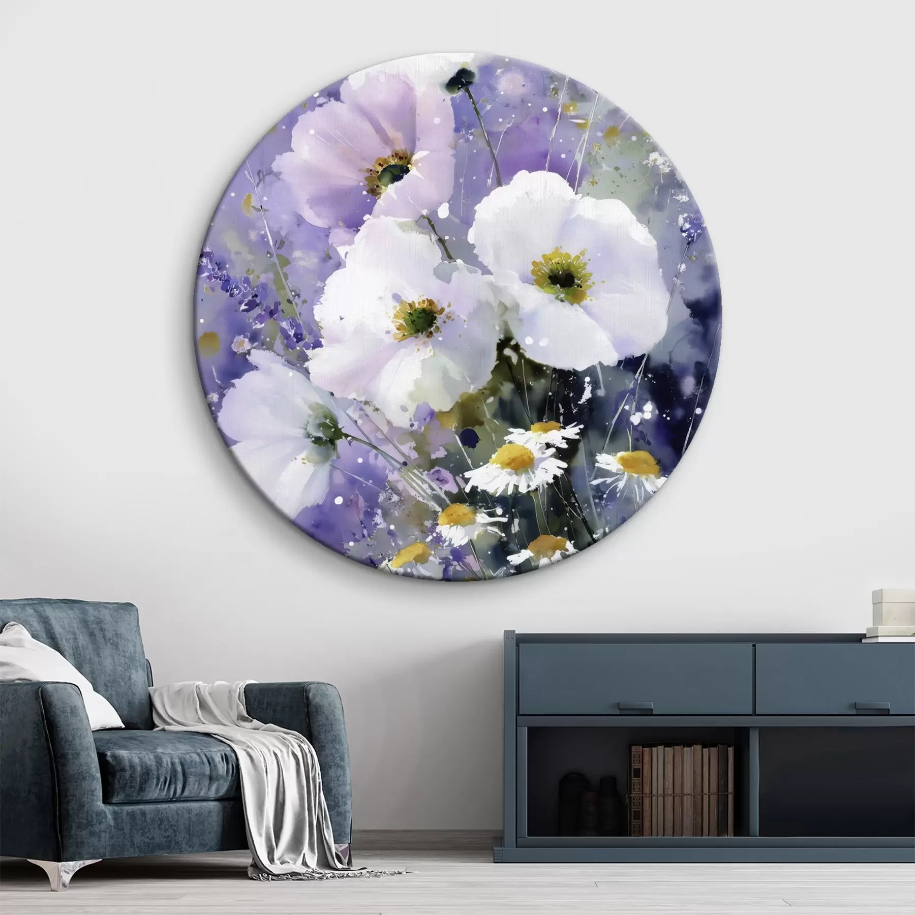 Wandbilder aquarellstrauß in Lila- und Weißtönen r45719