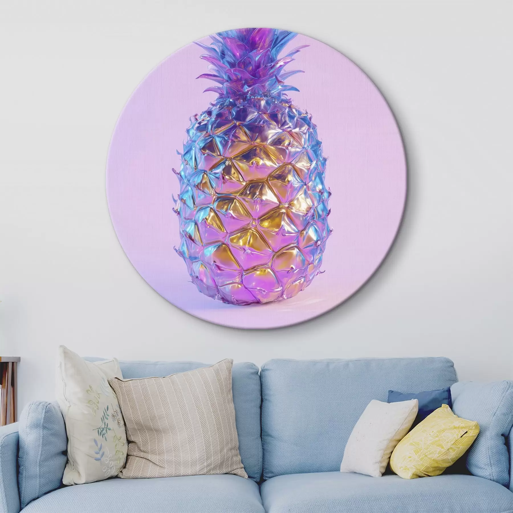 Wandbilder leuchtend glänzende Ananas im Pop-Art-Stil r45727