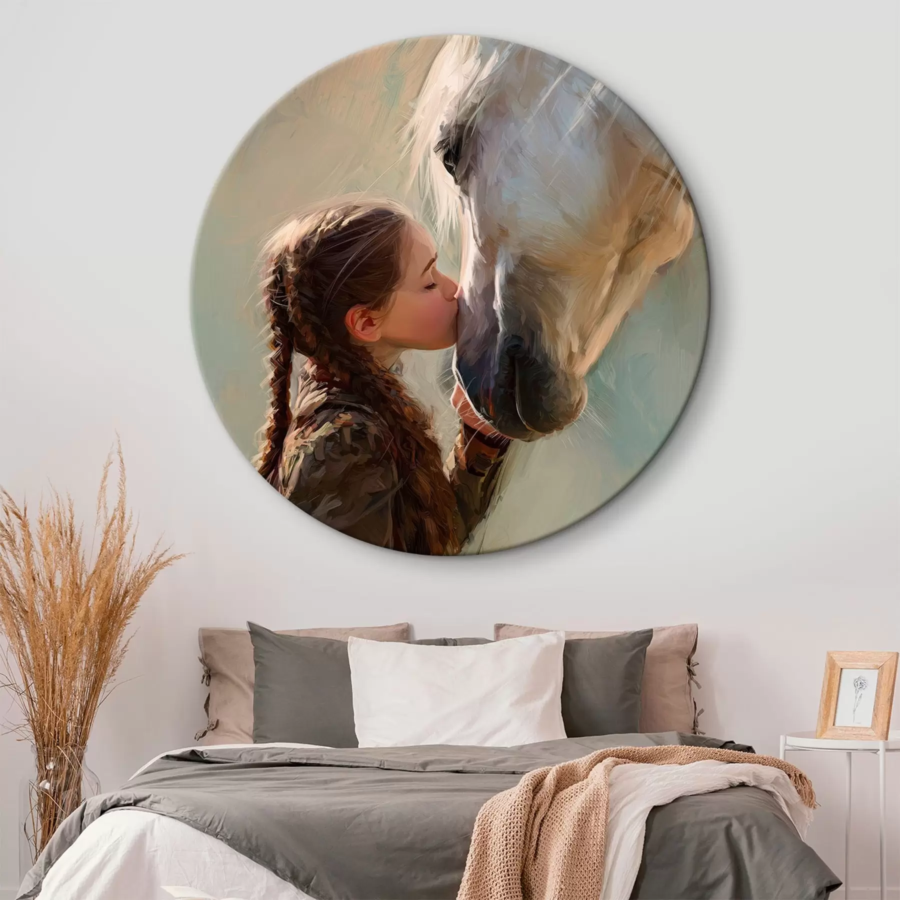 Wandbilder mädchen küsst ein Pferd r45731