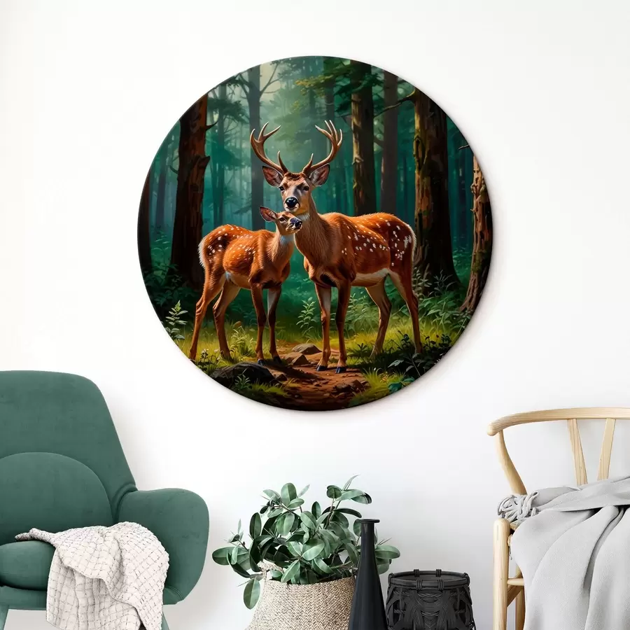 Wandbilder hirsch mit Kitz im Wald r45732