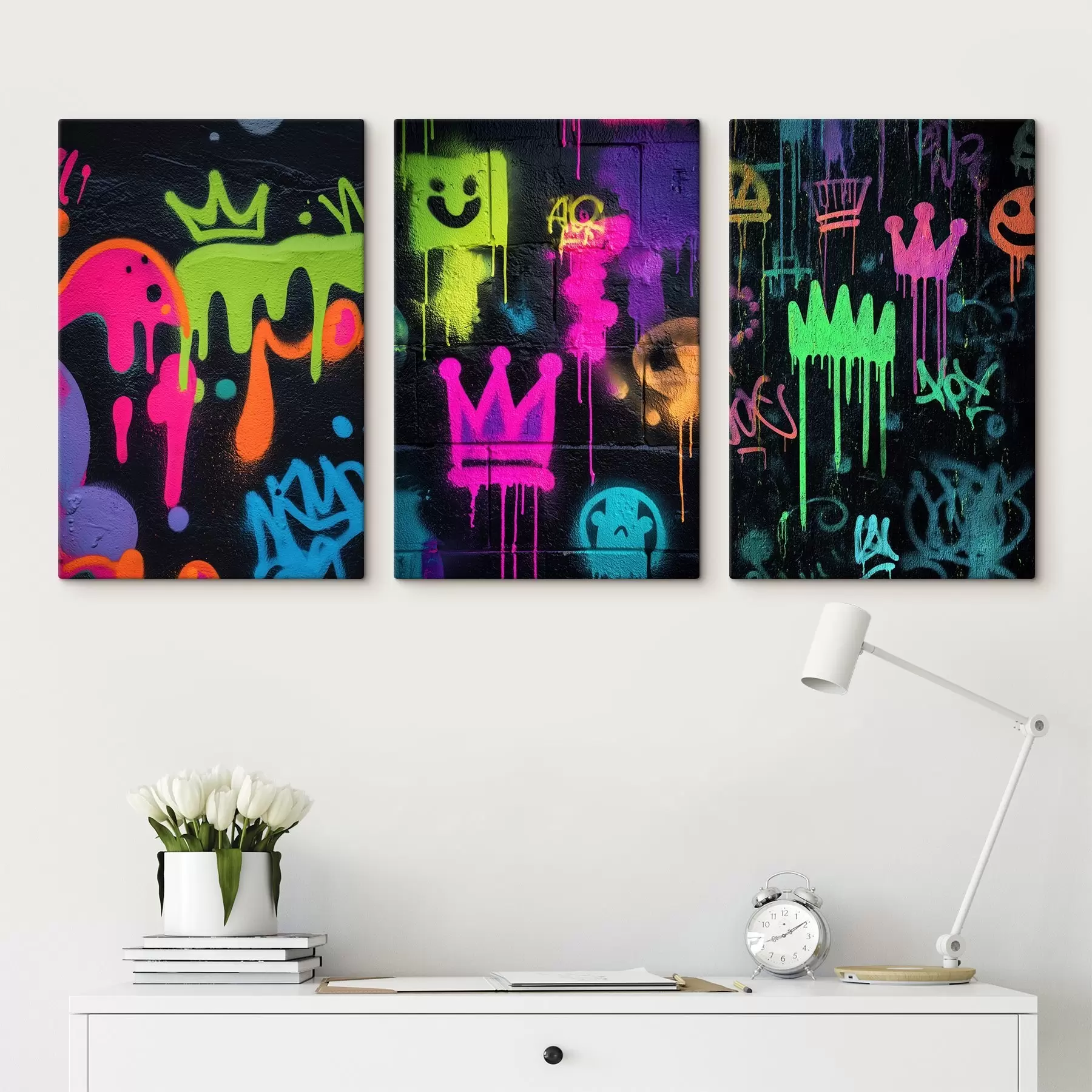 Wandbilder leuchtende Straßenkunst auf dunklem Hintergrund m00703