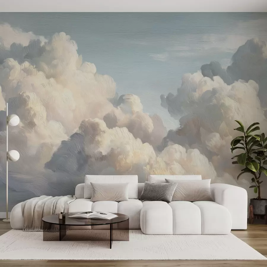 Fototapete Wolken am sanften blauen Himmel mit leichter Textur w04550v2