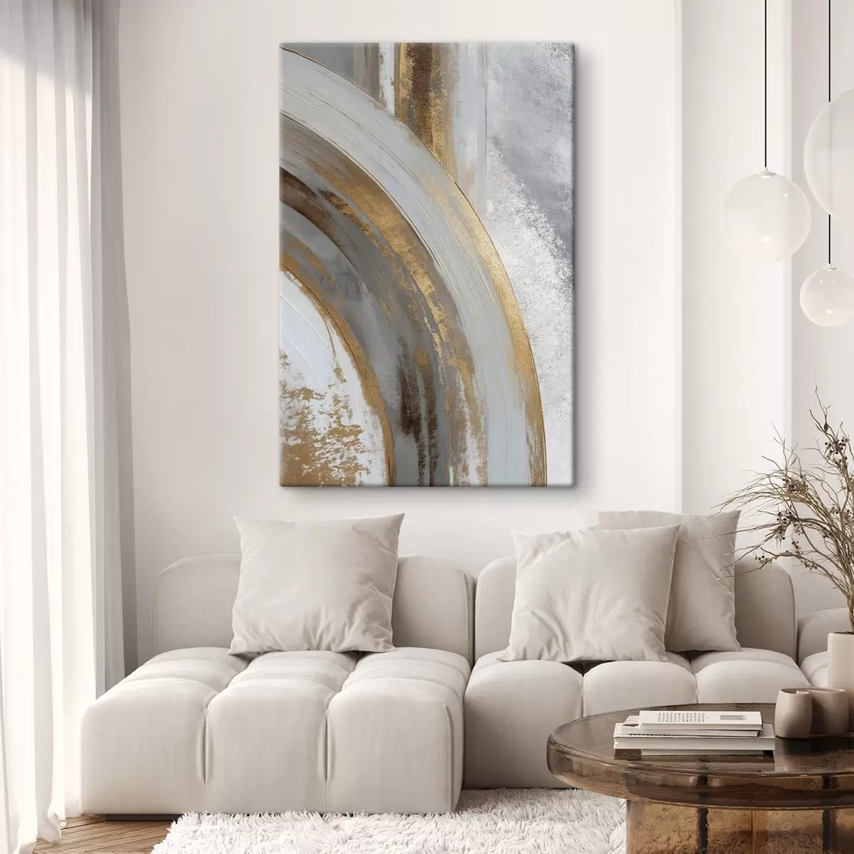 Wandbilder Abstrakte graue und gelbe Halbkreise s45809