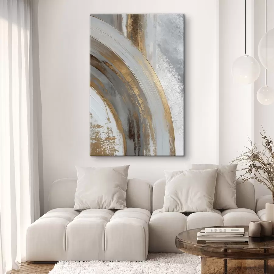 Wandbilder Abstrakte graue und gelbe Halbkreise s45809