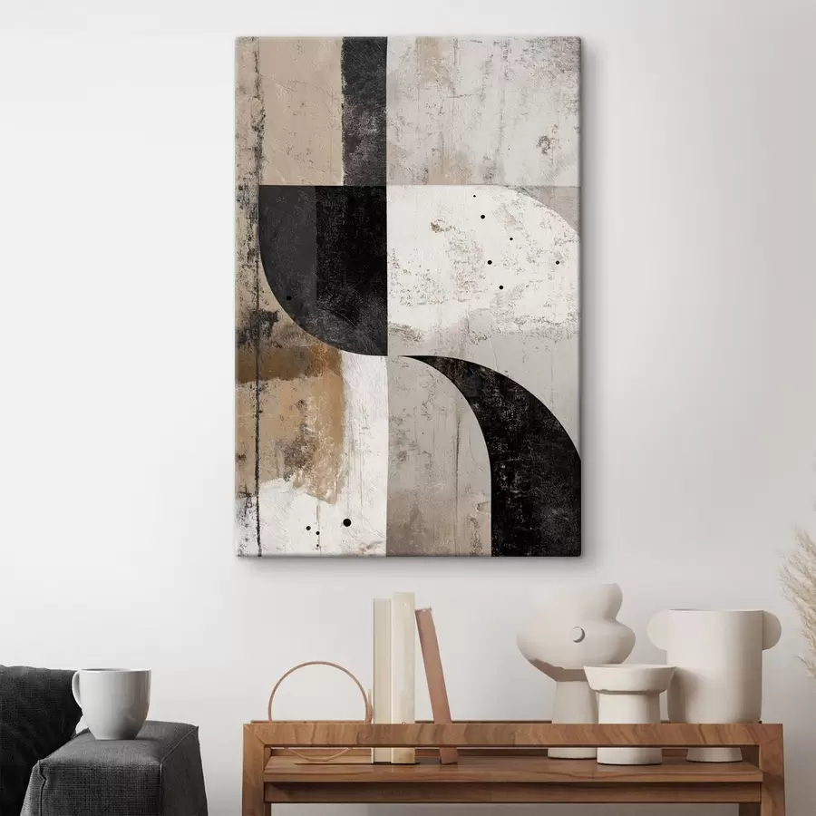 Wandbilder Geometrische Formen in Beige- und Schwarztönen s45811