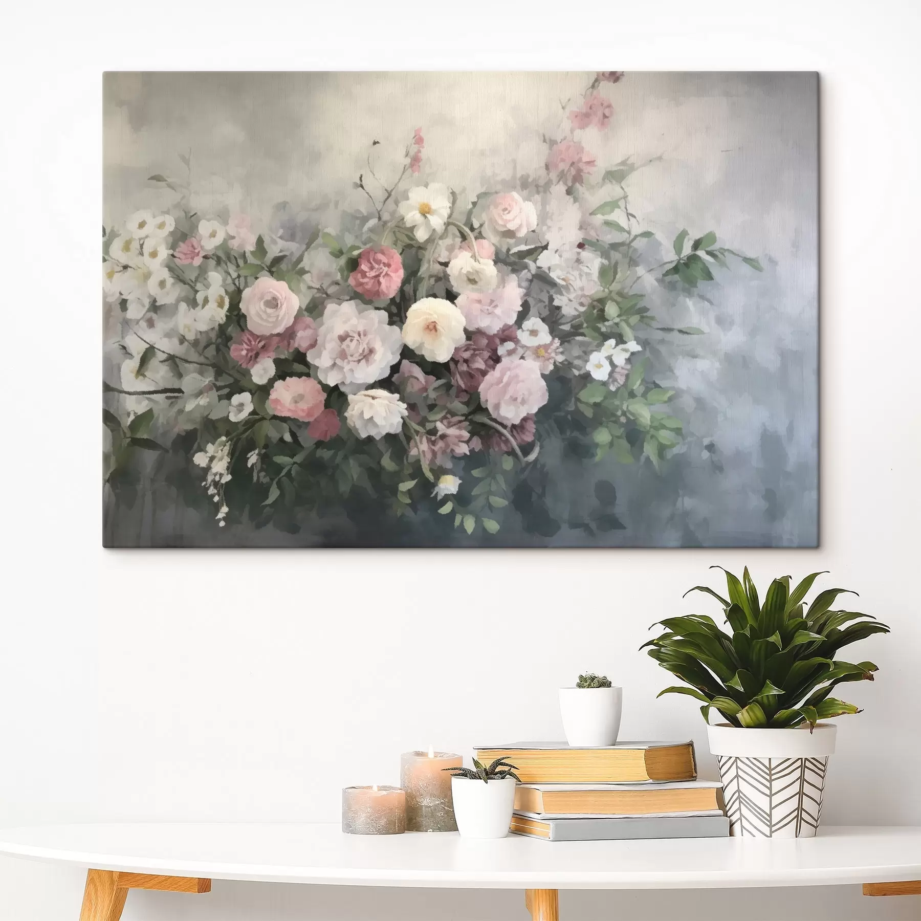 Wandbilder Ein romantischer Strauß aus rosa und weißen Blumen s45817