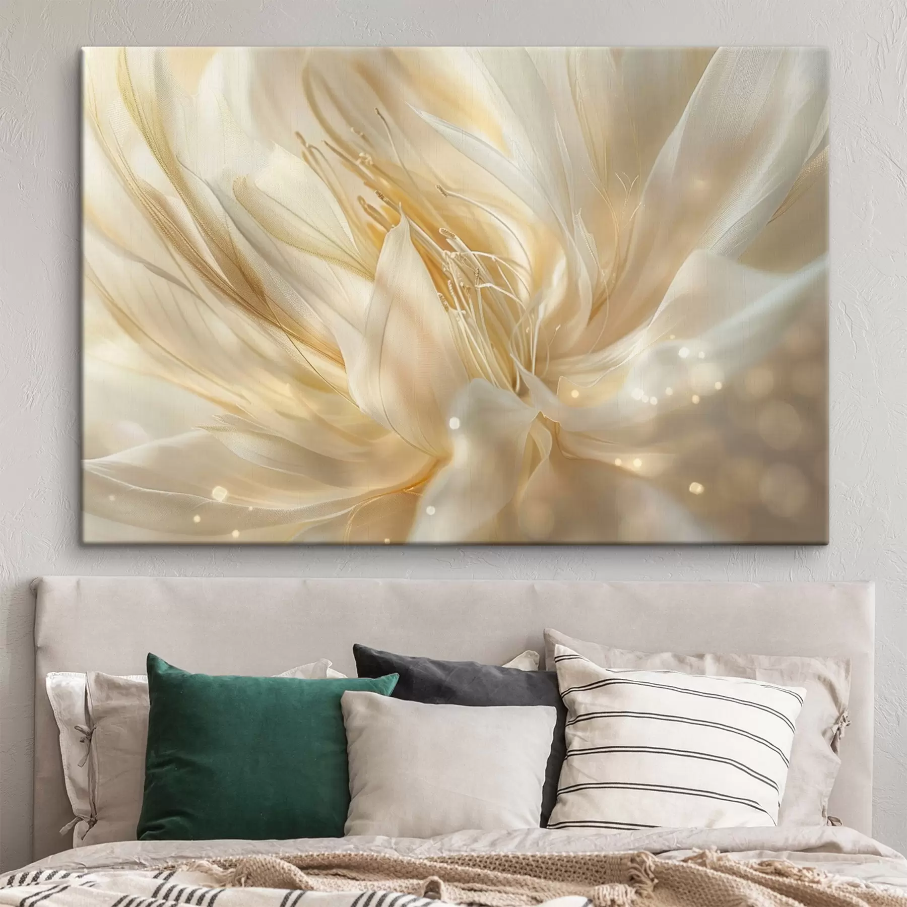 Wandbilder Leichte abstrakte Blume in gelb-orangefarbenem Schein s45819