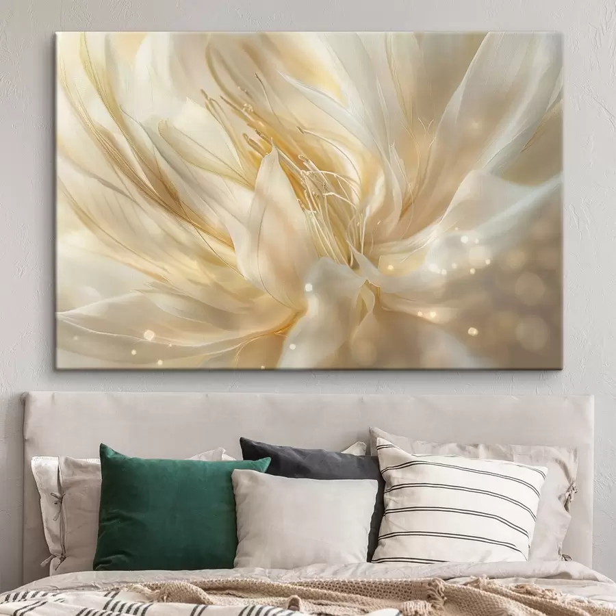 Wandbilder Leichte abstrakte Blume in gelb-orangefarbenem Schein s45819