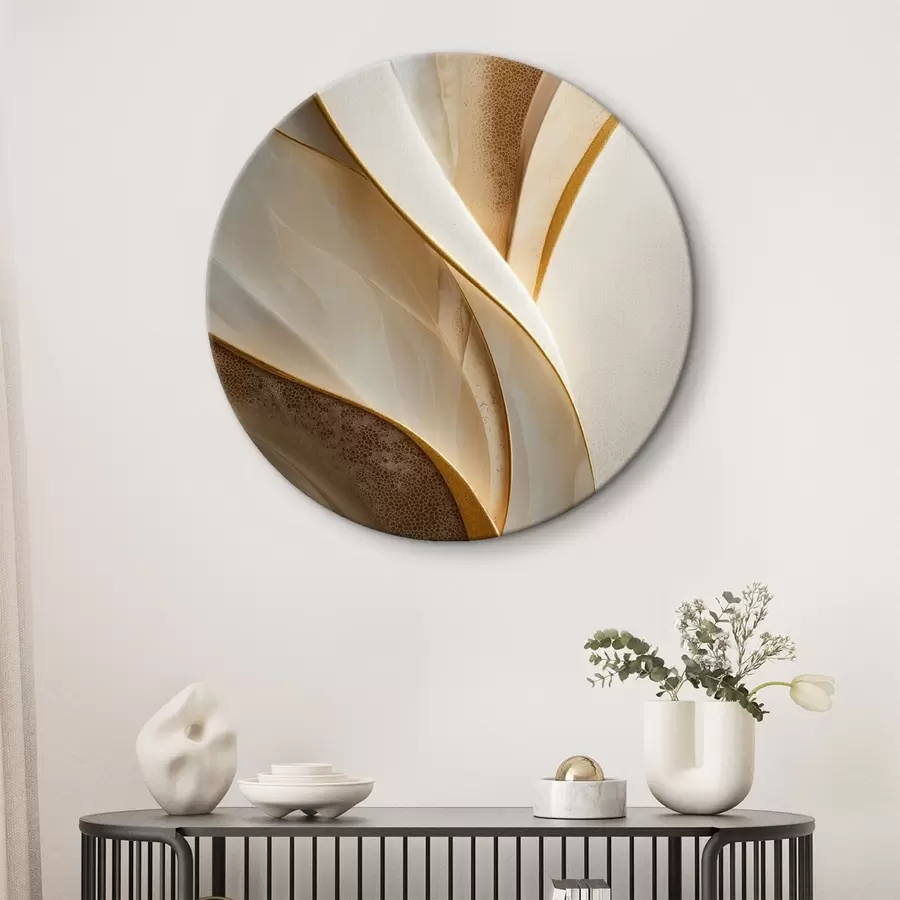 Wandbilder Abstrakte Kurven mit gelb-orangefarbenen und beigen Akzenten r45807