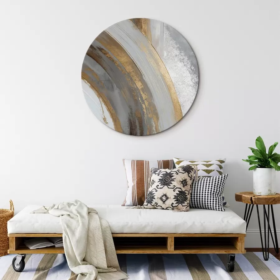 Wandbilder Abstrakte graue und gelbe Halbkreise r45809