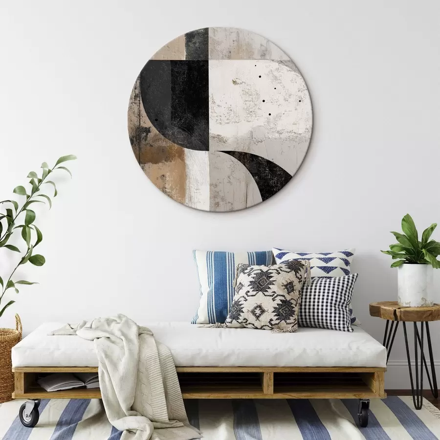 Wandbilder Geometrische Formen in Beige- und Schwarztönen r45811