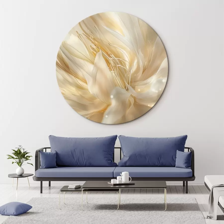 Wandbilder Leichte abstrakte Blume in gelb-orangefarbenem Schein r45819