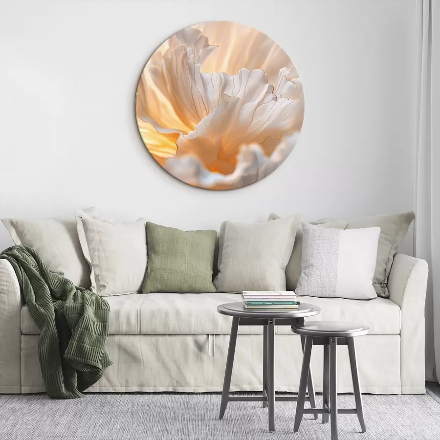 Wandbilder Zarte Blütenblätter in warmen Farbtönen mit gelb-orangefarbenen Rändern r45820