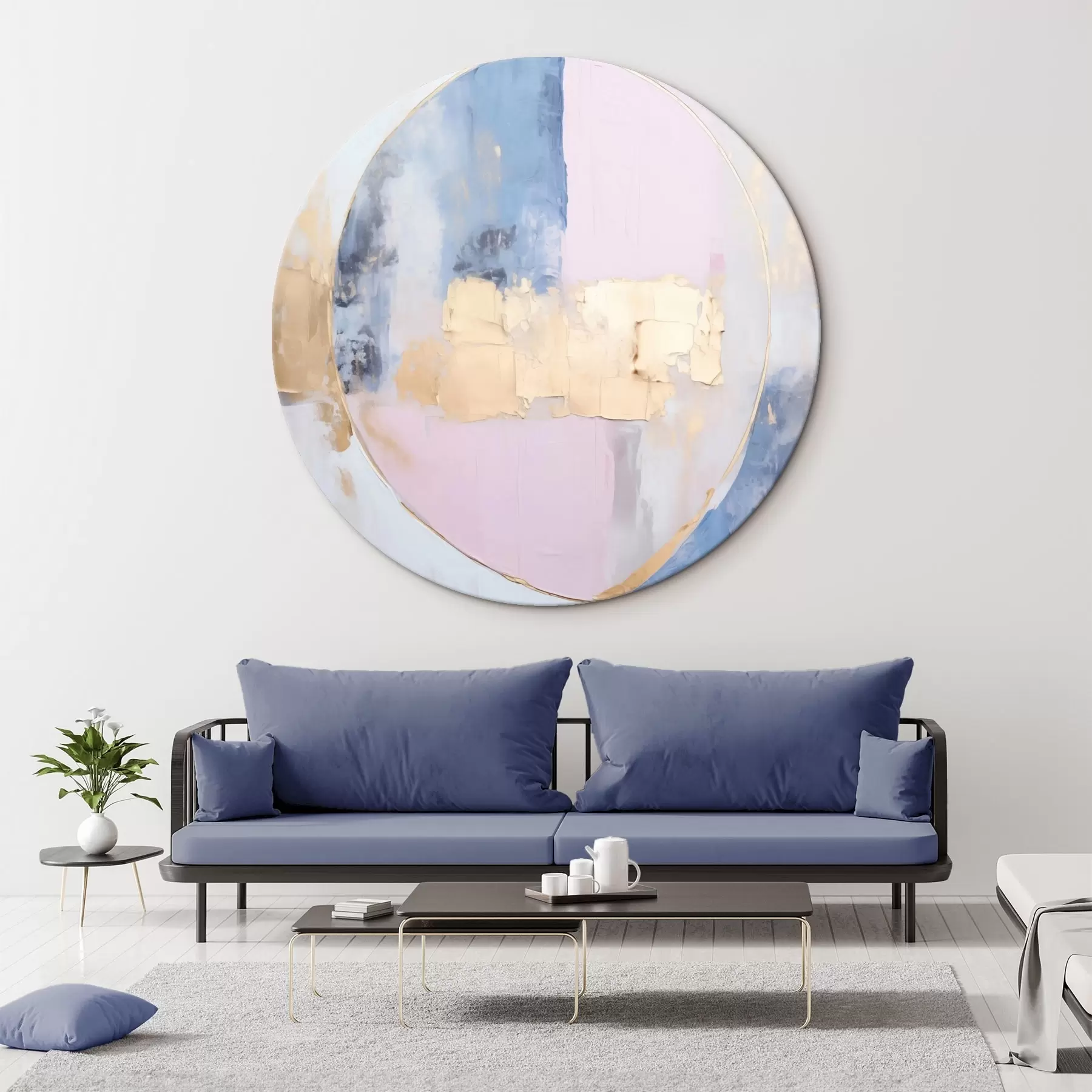 Wandbilder Abstraktion in blau-rosa Kreisen r45821