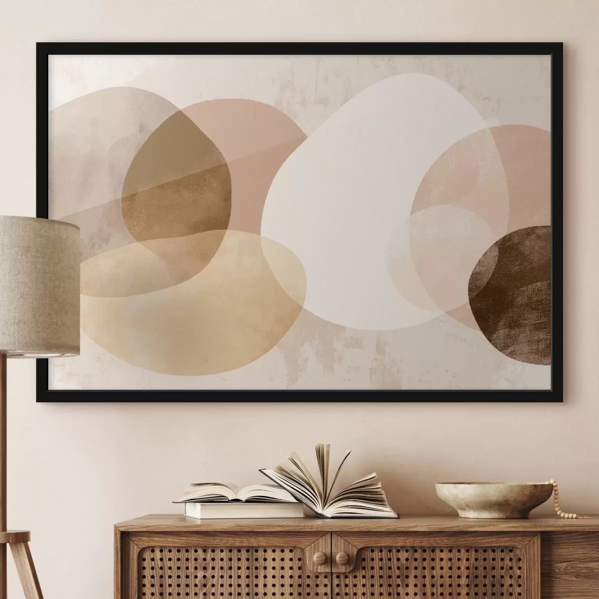 Poster Abstrakte durchscheinende Kreise in einer warmen Farbpalette f45803