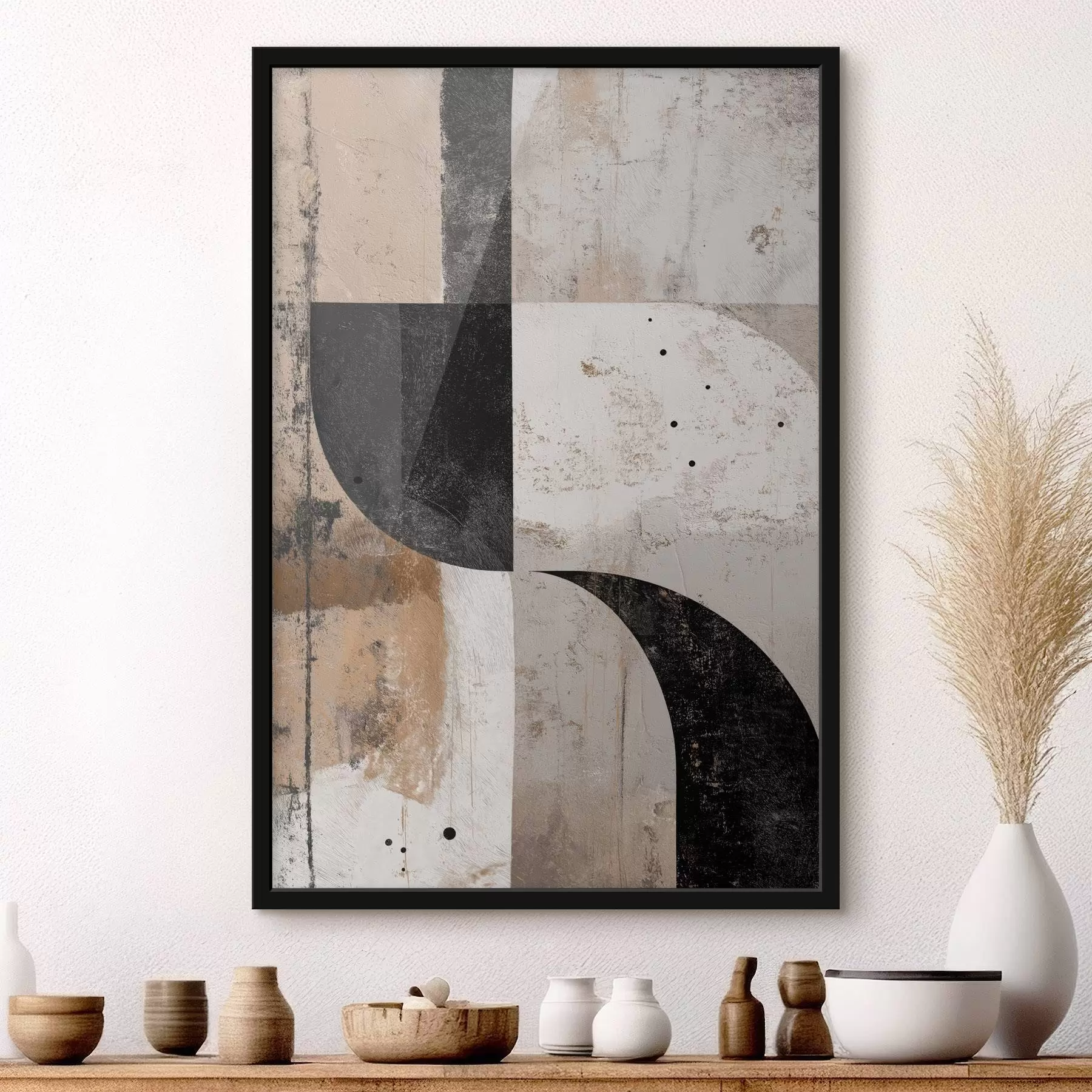 Fototapete Geometrische Formen in Beige- und Schwarztönen f45811