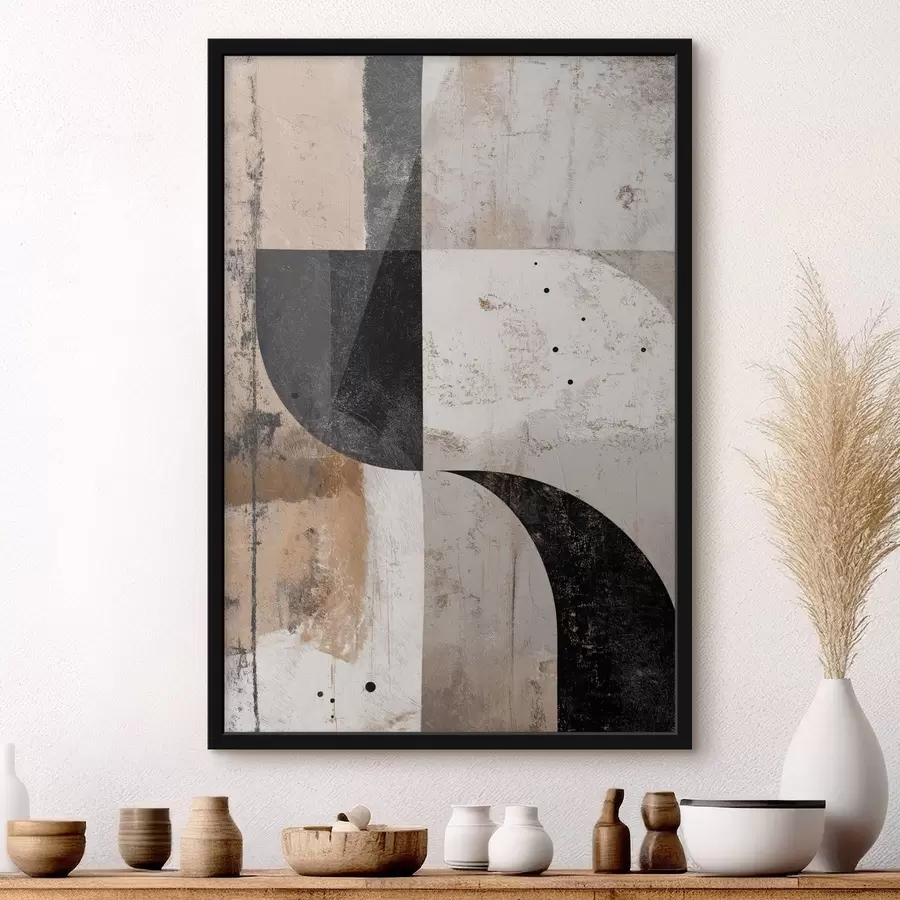 Fototapete Geometrische Formen in Beige- und Schwarztönen f45811