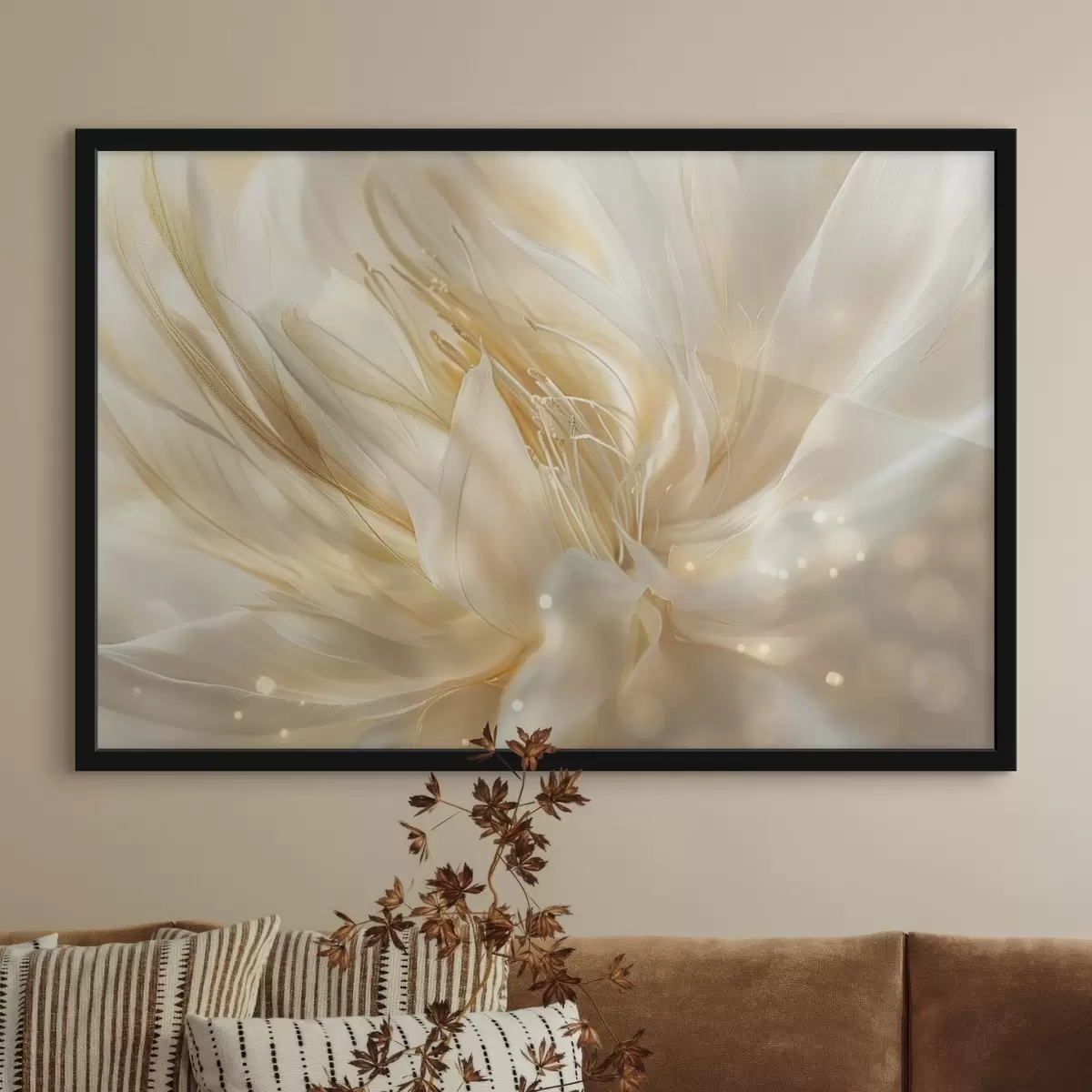 Poster Leichte abstrakte Blume in gelb-orangefarbenem Schein f45819