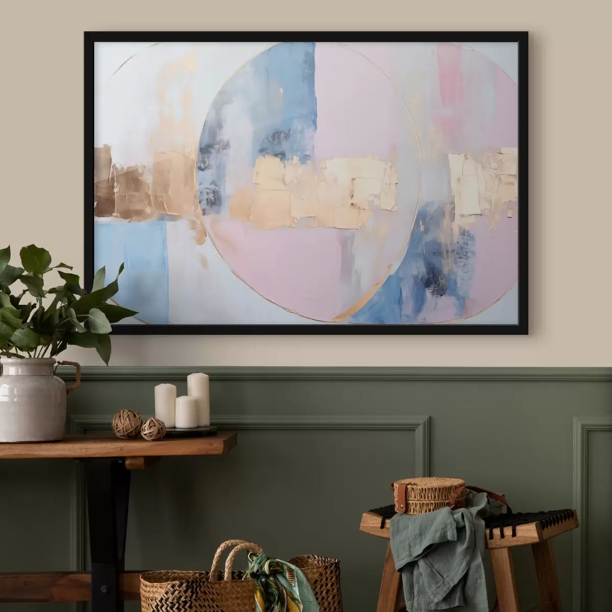 Poster Abstraktion in blau-rosa Kreisen f45821