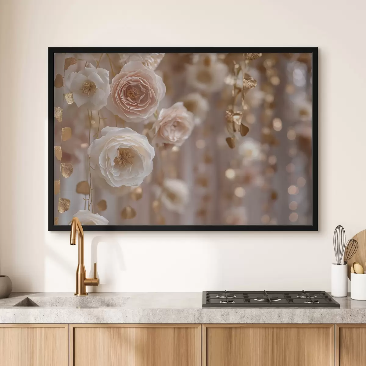 Poster Cremige Rosen mit Akzenten f45824