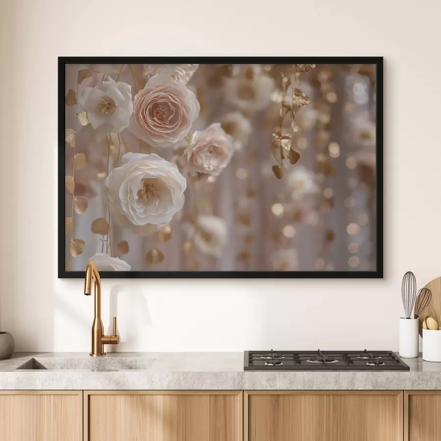 Fototapete Cremige Rosen mit Akzenten f45824