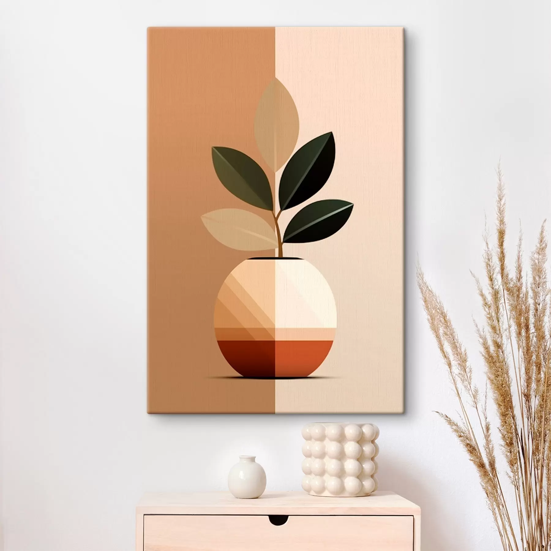 Wandbilder Geometrische Vase mit Blättern s45833