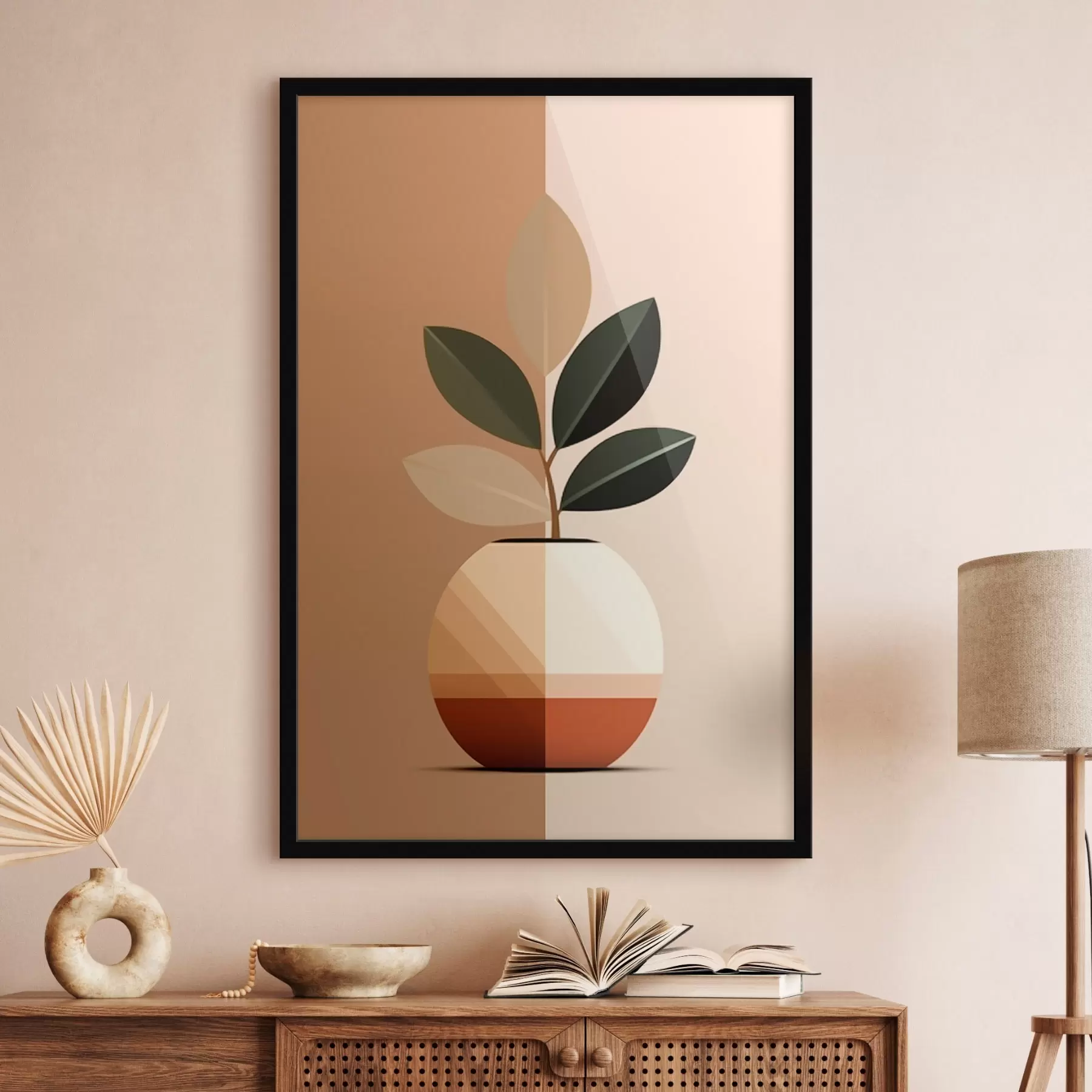 Fototapete Geometrische Vase mit Blättern f45833