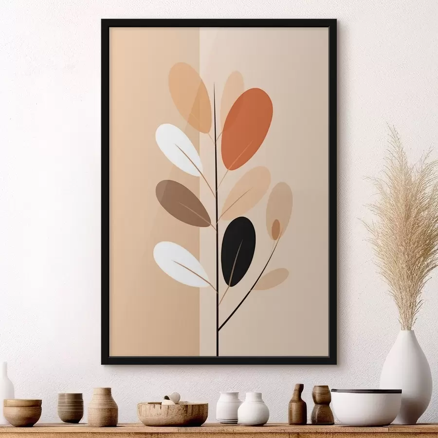 Fototapete Minimalistischer Ast mit Blättern f45834