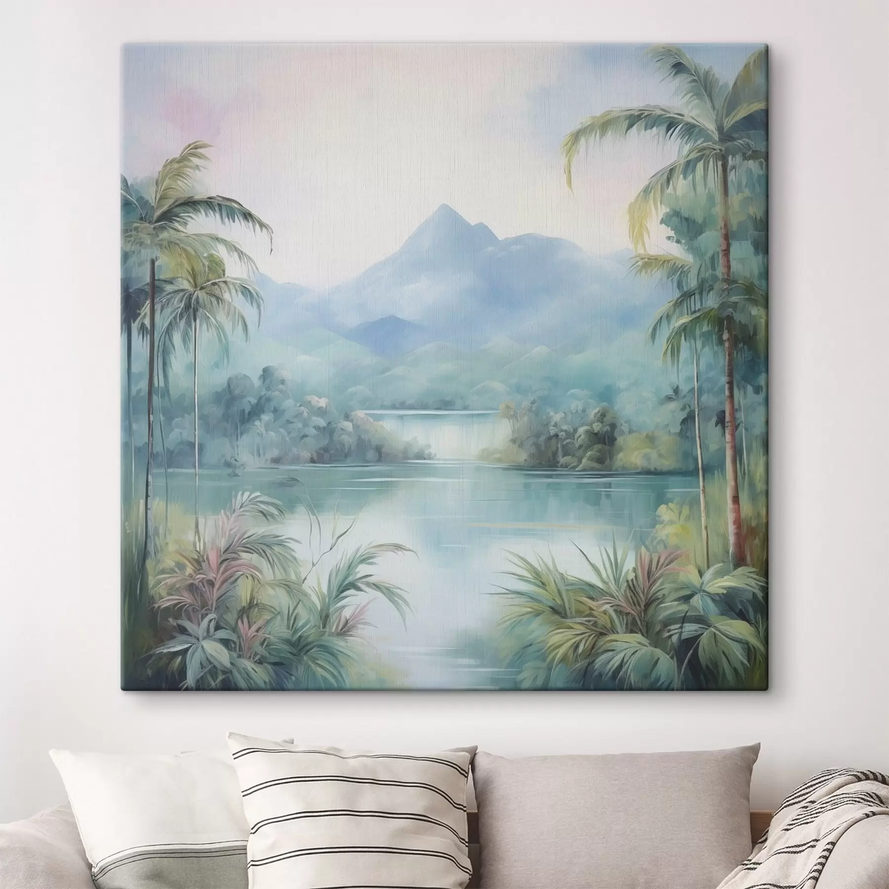 Wandbilder Fluss im Dschungel vor dem Berg s45912