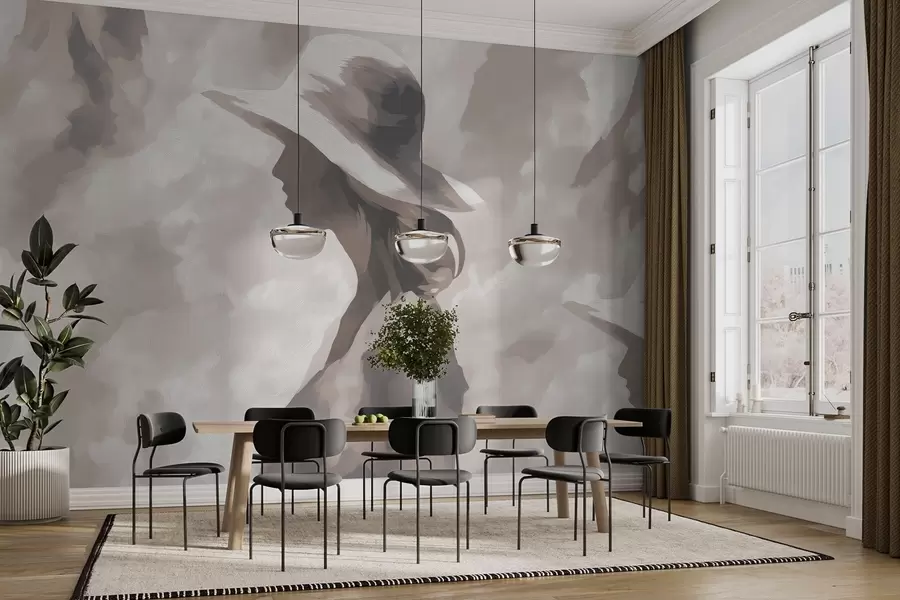 Fototapete Mädchen mit Hut w04561