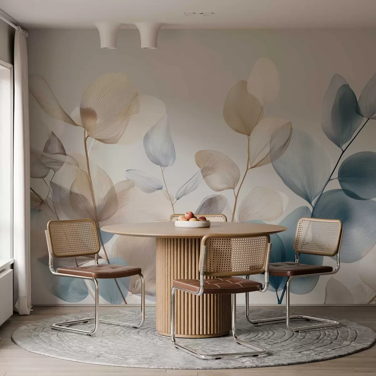 Fototapete elegante Eukalyptusblätter mit Adern w04503