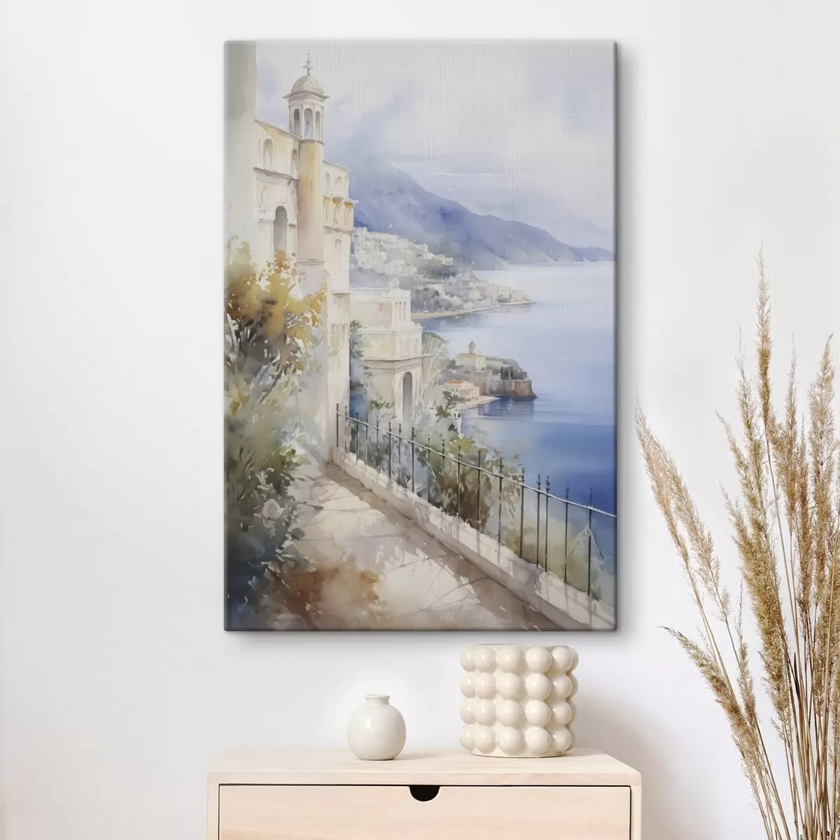 Wandbilder Bucht in der Nähe der Stadt, Aquarellimitation s45979