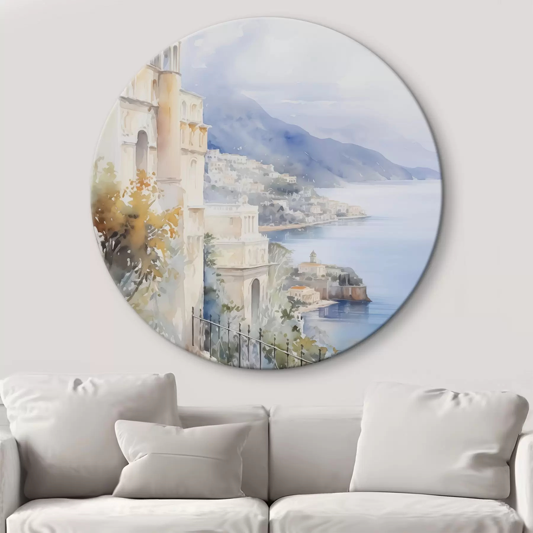 Wandbilder Bucht in der Nähe der Stadt, Aquarellimitation r45979