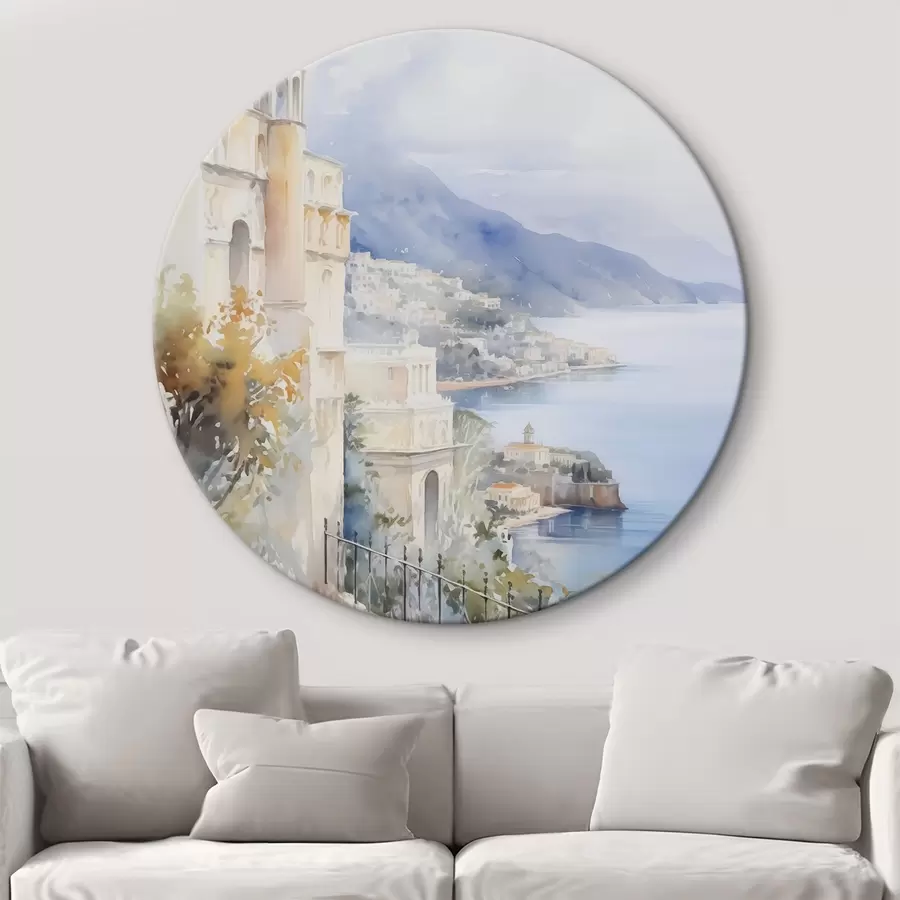 Wandbilder Bucht in der Nähe der Stadt, Aquarellimitation r45979