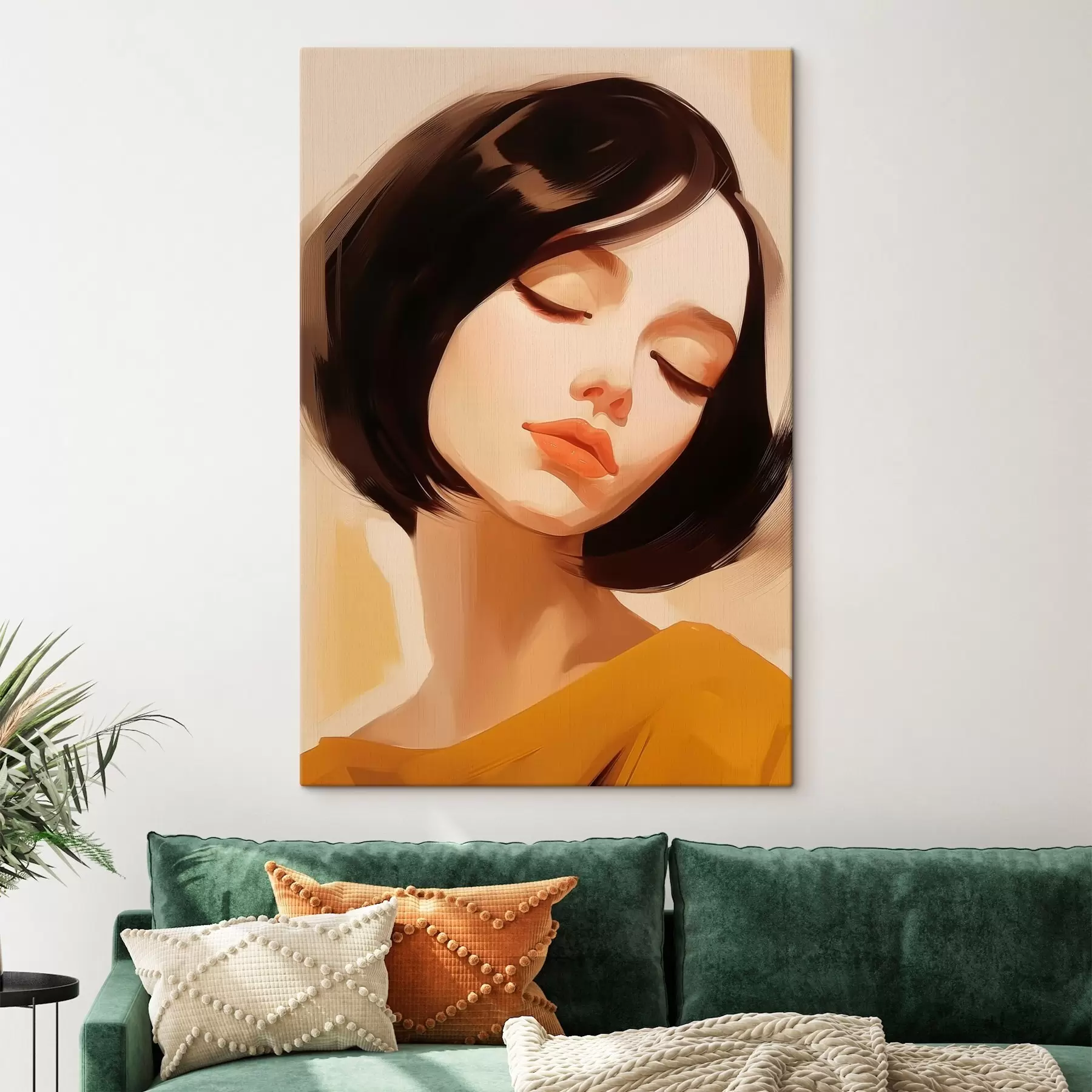 Wandbilder Frau mit kurzen schwarzen Haaren s45960