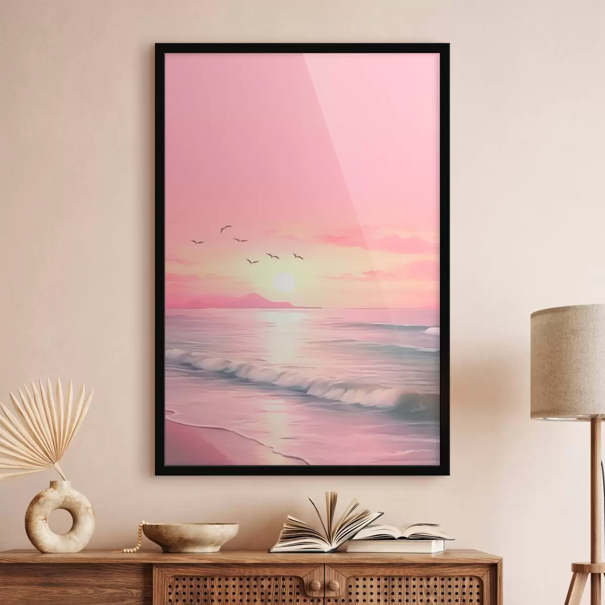 Poster Rosa Sonnenuntergang über dem Meer f45955