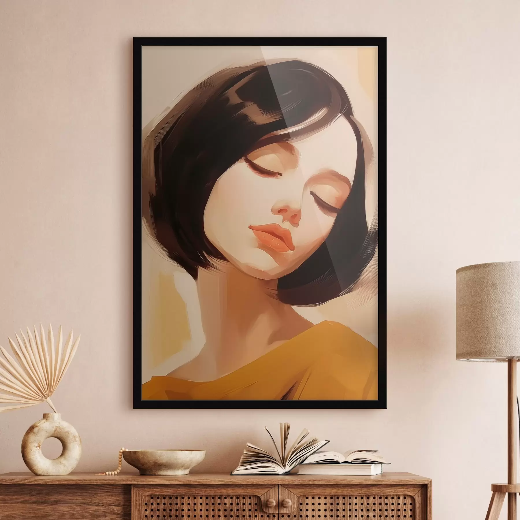 Fototapete Frau mit kurzen schwarzen Haaren f45960