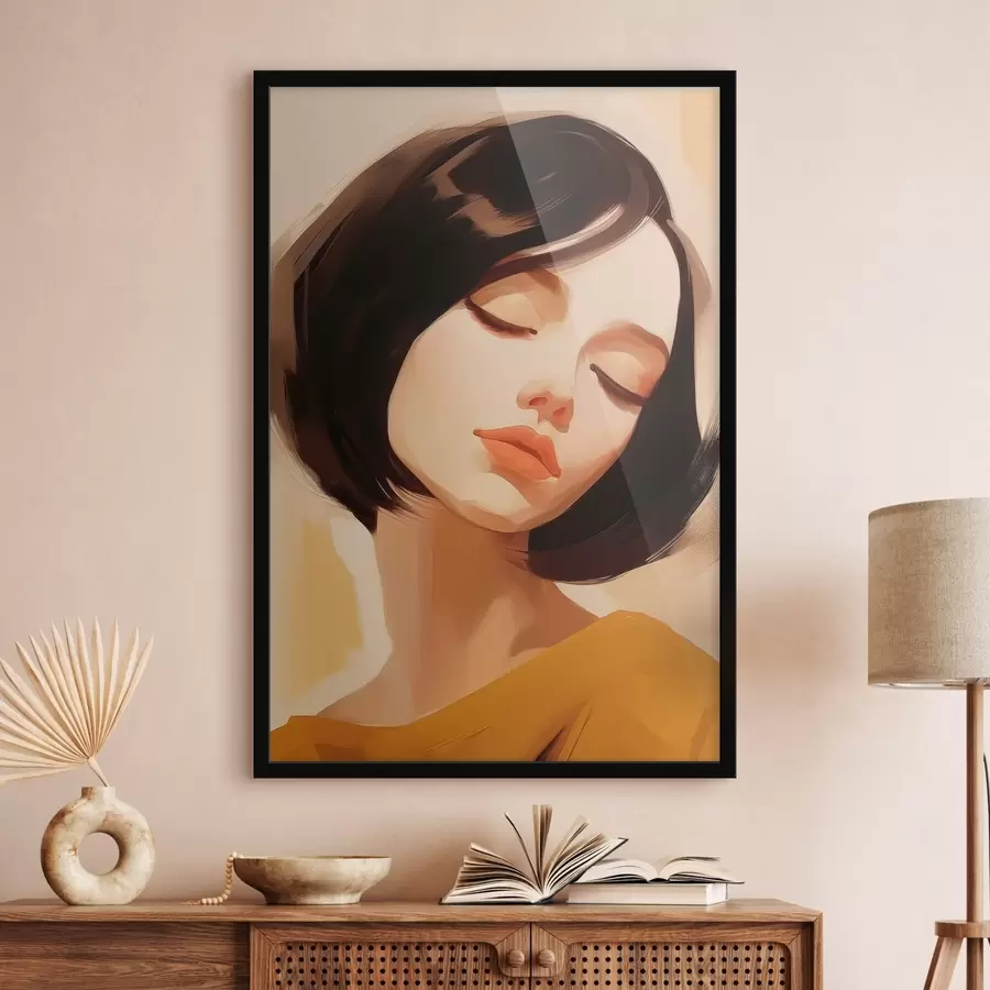 Fototapete Frau mit kurzen schwarzen Haaren f45960