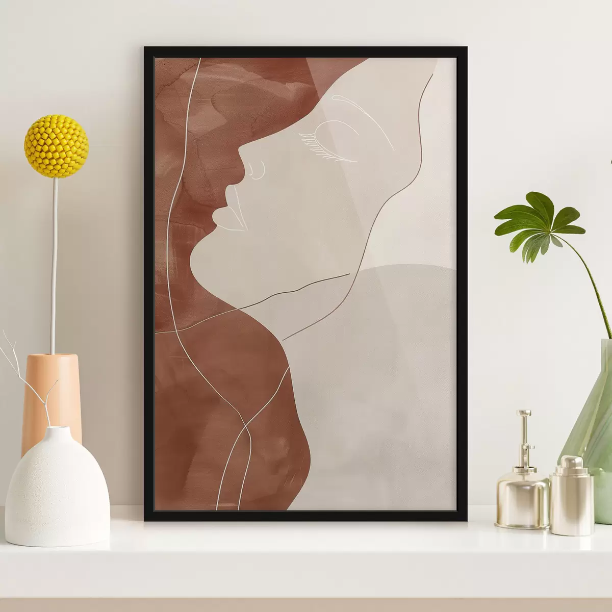 Poster Abstraktion, Silhouette eines Mädchens f45656