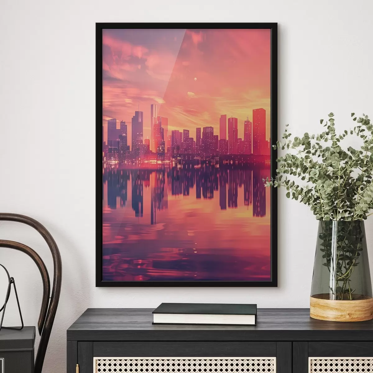 Poster Stadt bei Sonnenuntergang f45658