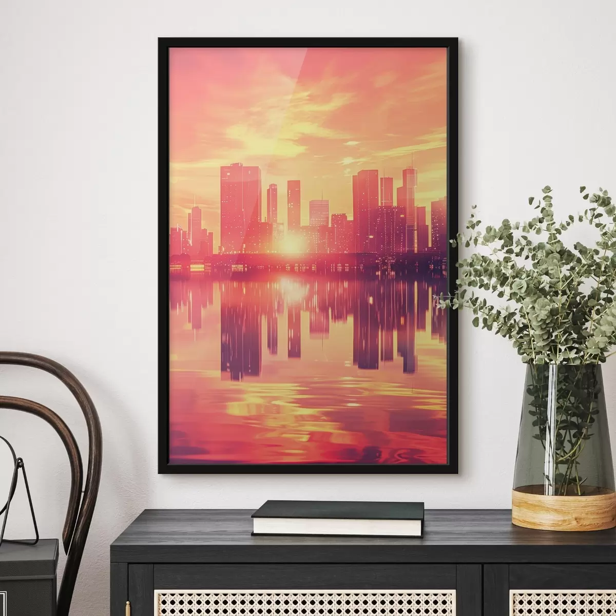 Poster Bestellung vor dem Hintergrund einer modernen Stadt f45659