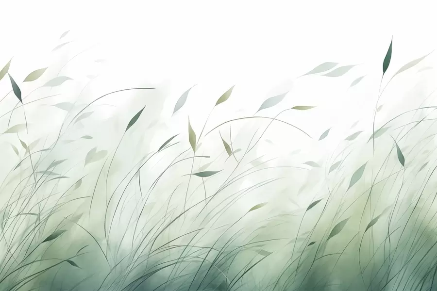 Fototapete Grünes Gras im Wind im Aquarellstil w09331